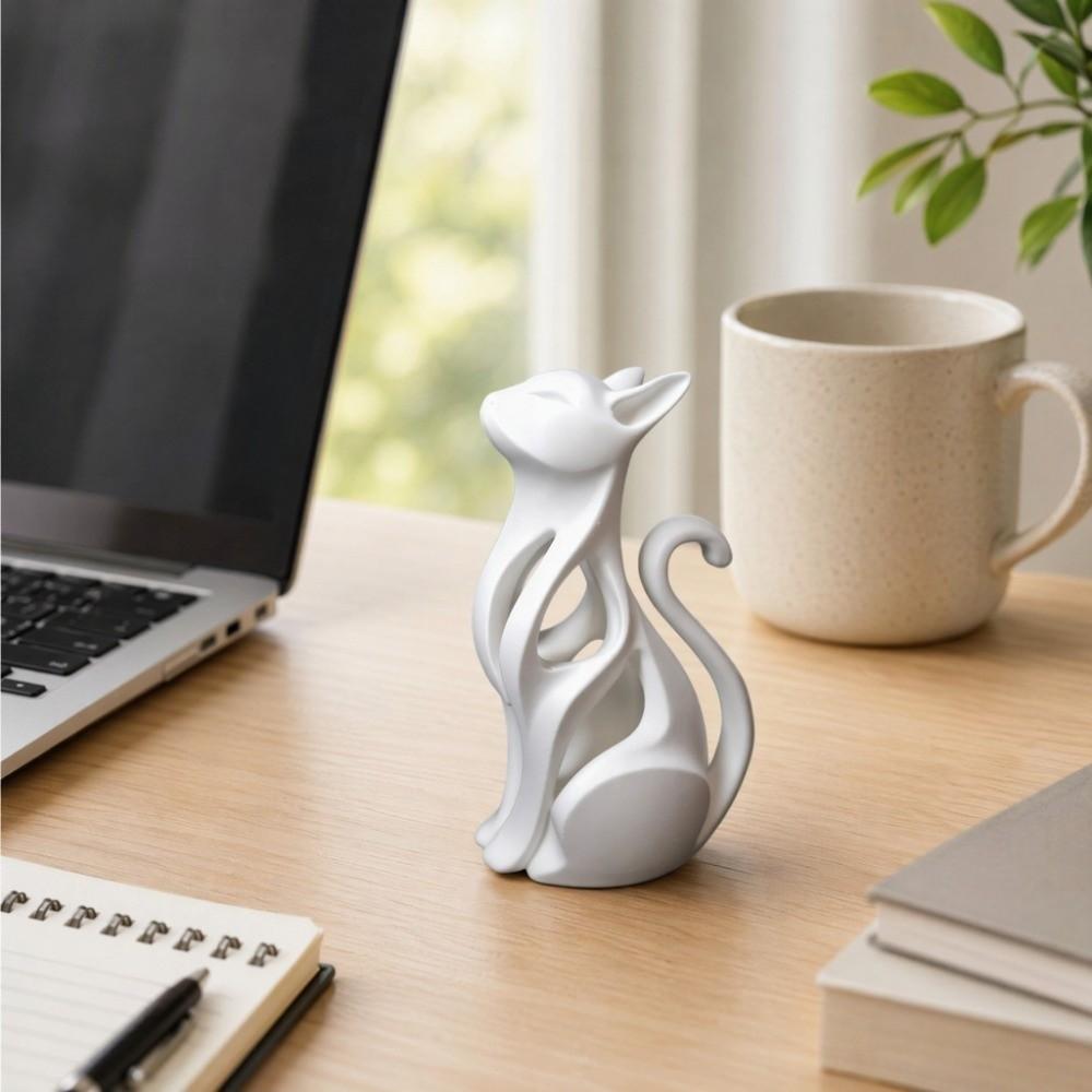 3D Printed Abstract Cat Sculpture Plastic Sculpture of Kitten Living Room Decor