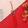 Фигурка китайского дракона, орнамент с красной кисточкой, стразы, инкрустация, цинковый сплав, модель зодиакального дракона, ремесленный орнамент, новогодняя модель животного, подвесная