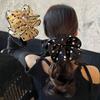 Тканевая черно-белая в горошек двухслойная резинка для волос в виде толстой кишки, корейская простая модная головка-цветок для поездок на работу, универсальный темпераментный головной убор для волос