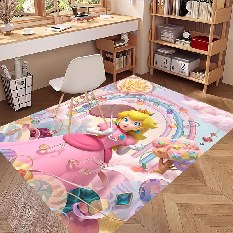 Princess Peach Toadstool Print Rug, Washable Floor Carpet, For Entryway Dorm Laundry Room Office Study, Home Decor Birthday Christmas Gift