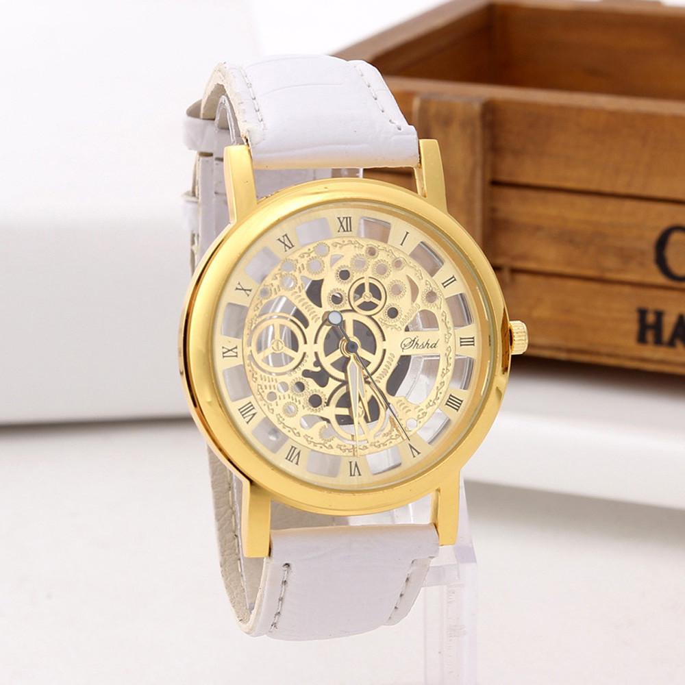 Fashion Skeleton Men's Watches Quartz Leather Bracelet Strap Wristwatch Luxury Business Watches Men's Gifts Available