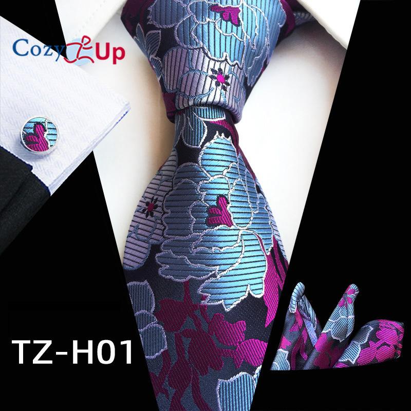 Cozy Up Набор из трех предметов, модный деловой мужской галстук с узором пейсли, включает в себя галстук, запонки, носовой платок