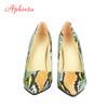 Aphixta Snake Prints Leather Pumps Women Shoes 10cm Stiletto Heels Pointed Toe Office Party Dress Shoes Woman Big Size 42