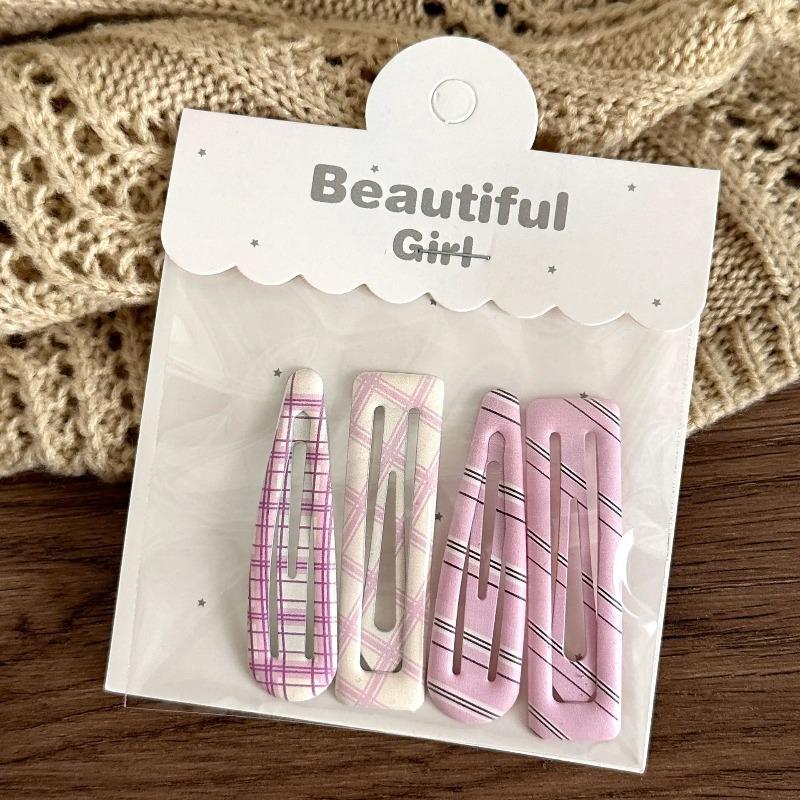 4 PCS Candy Cream Color Children's Water Drop Square Hair Clips Baby Bangs Clips Hairpins Girls' Hair Accessories Clips