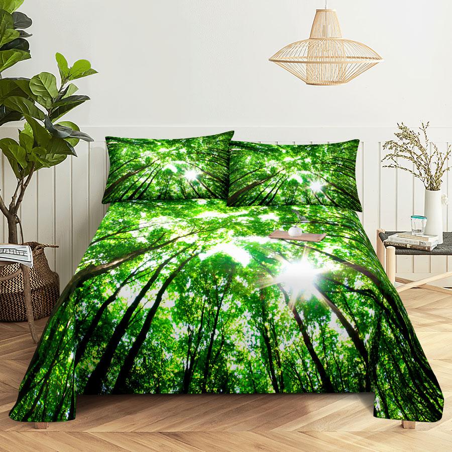 Comforter Scene Bed Sheet And Bedding Linens Queen King Double Size 220X240 Trees For Bedroom Soft Twin Full Single