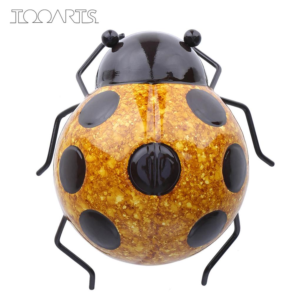 Tooarts Ladybug Wall Decoration Iron Cartoon Ladybug Fun Decoration Handicraft Garden or Children"s