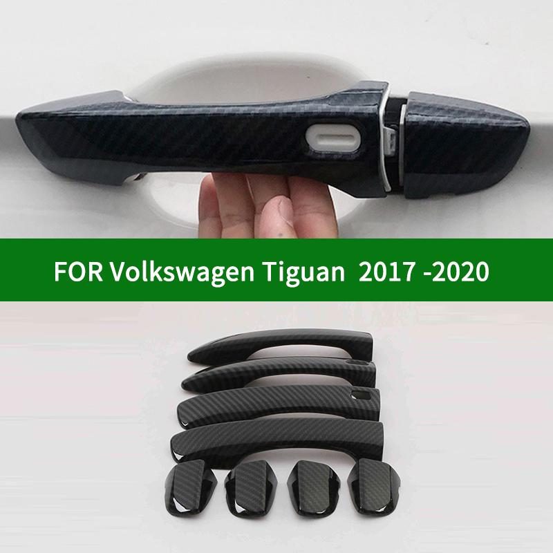FOR Second generation Volkswagen Tiguan R-Line 2017- Accessory glossy carbon fibre pattern door handle covers trim 2018