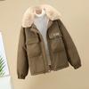 Женское осенне-зимнее короткое ветрозащитное пальто с широкими лацканами на меховой подкладке, куртка-пуховик, парки с хлопковой подкладкой, теплая верхняя одежда, 6 цветов