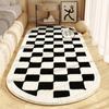 Black and White Plaid Bedroom Bedside Blanket Non-slip Cashmere Carpet Tatami Full Floor Cool Carpet