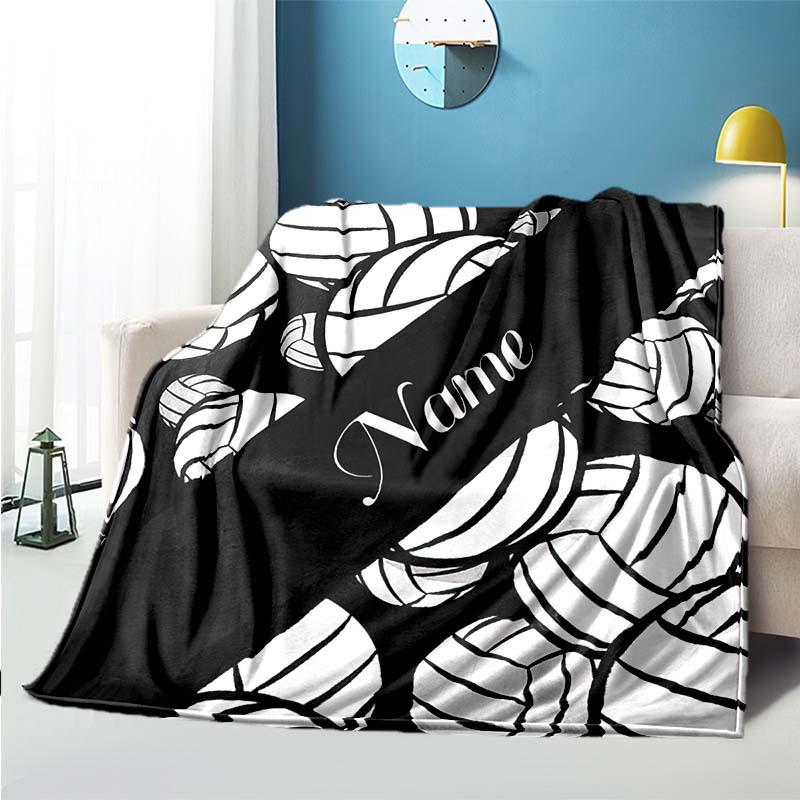 Black And White Volleyball Customize Your Name Blanket Used For Chair Office Sofa Bed Camping Soft And Warm Giving Friends And Relatives Birthday