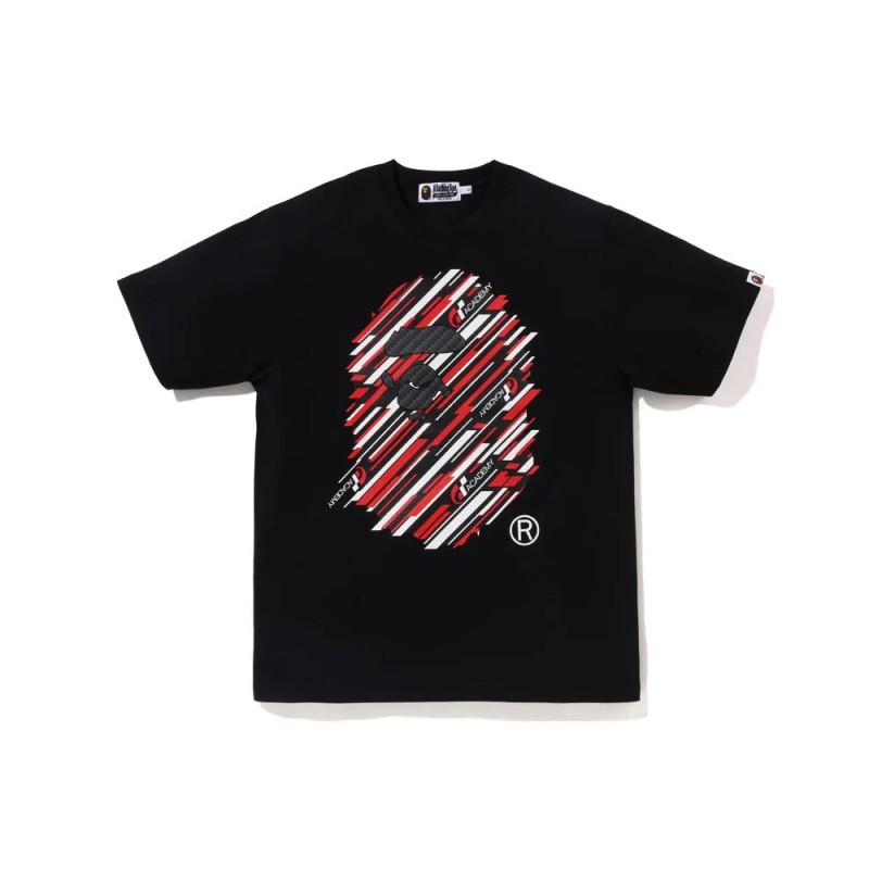 2026 BAPE Камуфляж с головой обезьяны Графическая футболка Унисекс Короткий рукав Круглый вырез Хлопковая футболка Мужчины Женщины