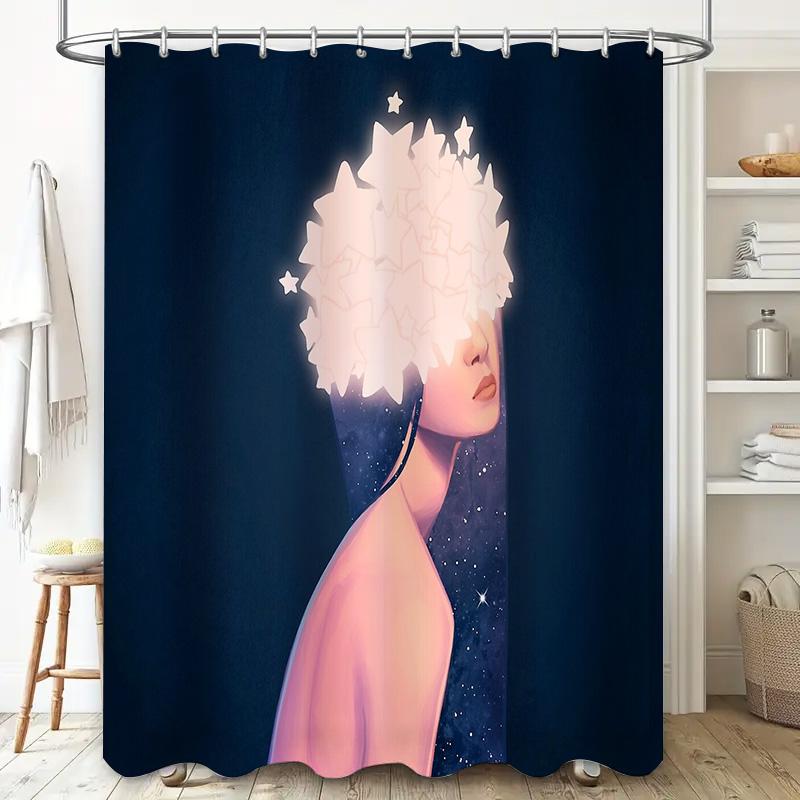 Шторка для душа Galaxy Girl Небесное Космическое Украшение Аниме Эстетика Разделитель Комнаты Декор Ванной Комнаты Узор Вселенной Домашний Текстиль