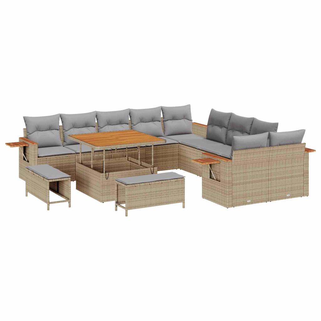 Garden Sofa Set 13 pcs Beige Poly Rattan