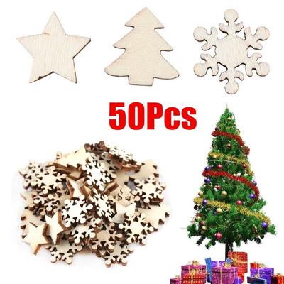 50 шт. деревянные DIY Рождественская елка подвесные украшения кулон древесная щепа украшение для стола в форме бутылки