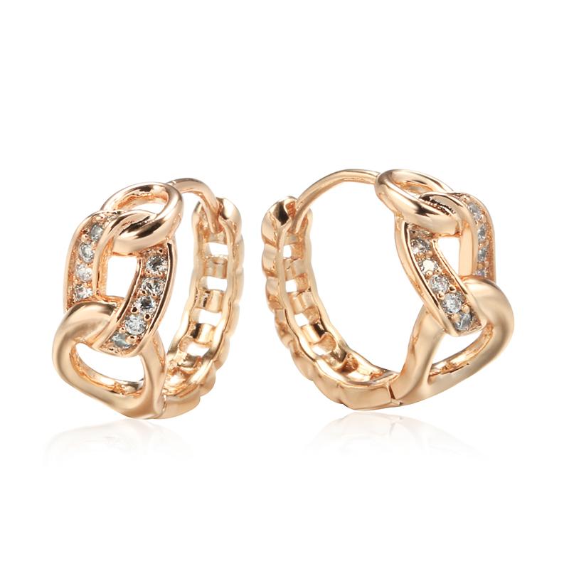 Kinel Vintage Chain Hoop Earrings For Women Rose Gold Color Fine Jewelry