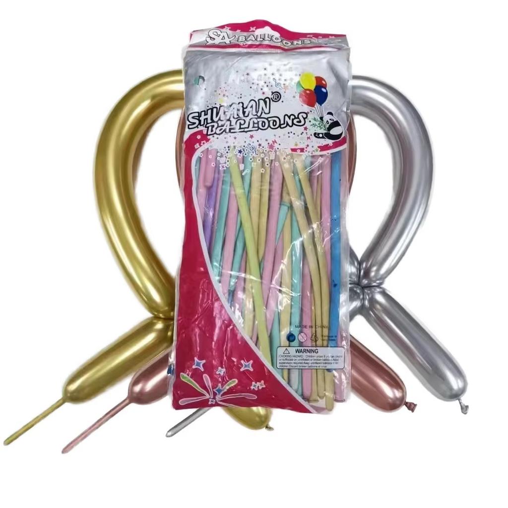 100pcs/bag 260 Magic Weaving Twist Chrome Metallic Long Latex DIY Birthday Party Wedding Long Balloon