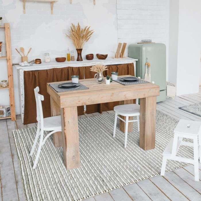 Tapis en laine, jute et coton tresse naturel 120x170 - style bohème