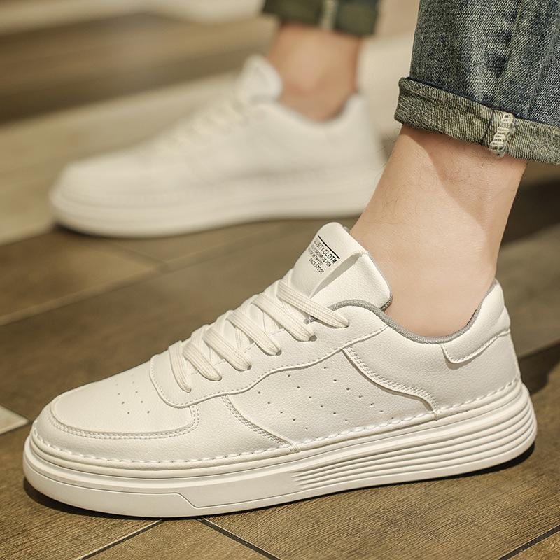 Little White Shoes Men's Shoes Summer Breathable Shoes Men's High-end Casual Leather Shoes Men's Versatile Board Shoes Sports Trendy Shoes