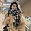 Fashionable Scarves Checkered Fluffy Scarf Winter Windproof Warm Scarves Woman's Versatile Scarves