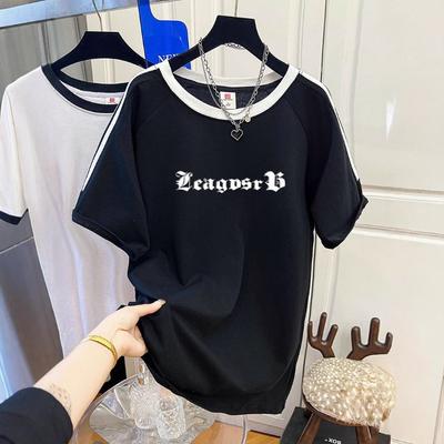 Женская летняя мода, новый топ с короткими рукавами и принтом в виде трех полос