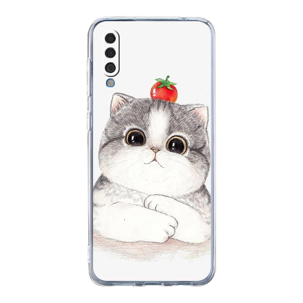 Чехол для телефона Samsung A14 A50 A70 A30 A40 A20E A10S A20S A02S A04S A12 A22 A32 A34 A42 A52 5G A54 Кошка Милый котенок Мультяшная обложка