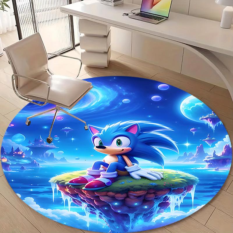 1pc Sonic4 Design Printed Area Round Carpet for Bedroom Living Room Home Decor Rugs Mat Non Slip Mat Rug for Bedside