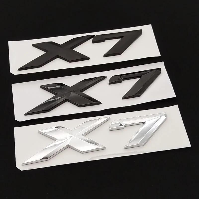 3D ABS Chrome Black Logo X7 Emblem Letters Namplate Sticker Car Rear Trunk Badge For L5X7 G07 Decal Auto Styling Accessories