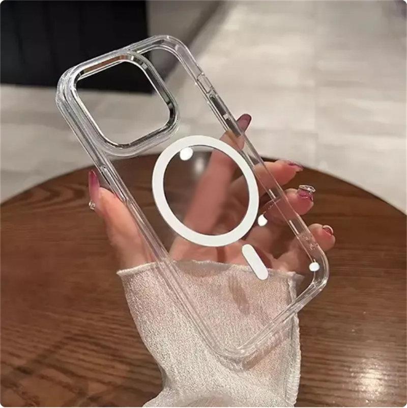 Роскошный беспроводной магнитный чехол для Apple Magsafe Case Iphone 11 12 13 15 14 Pro Max Mini 7 8 Plus Xr XsMax X прозрачные акриловые чехлы
