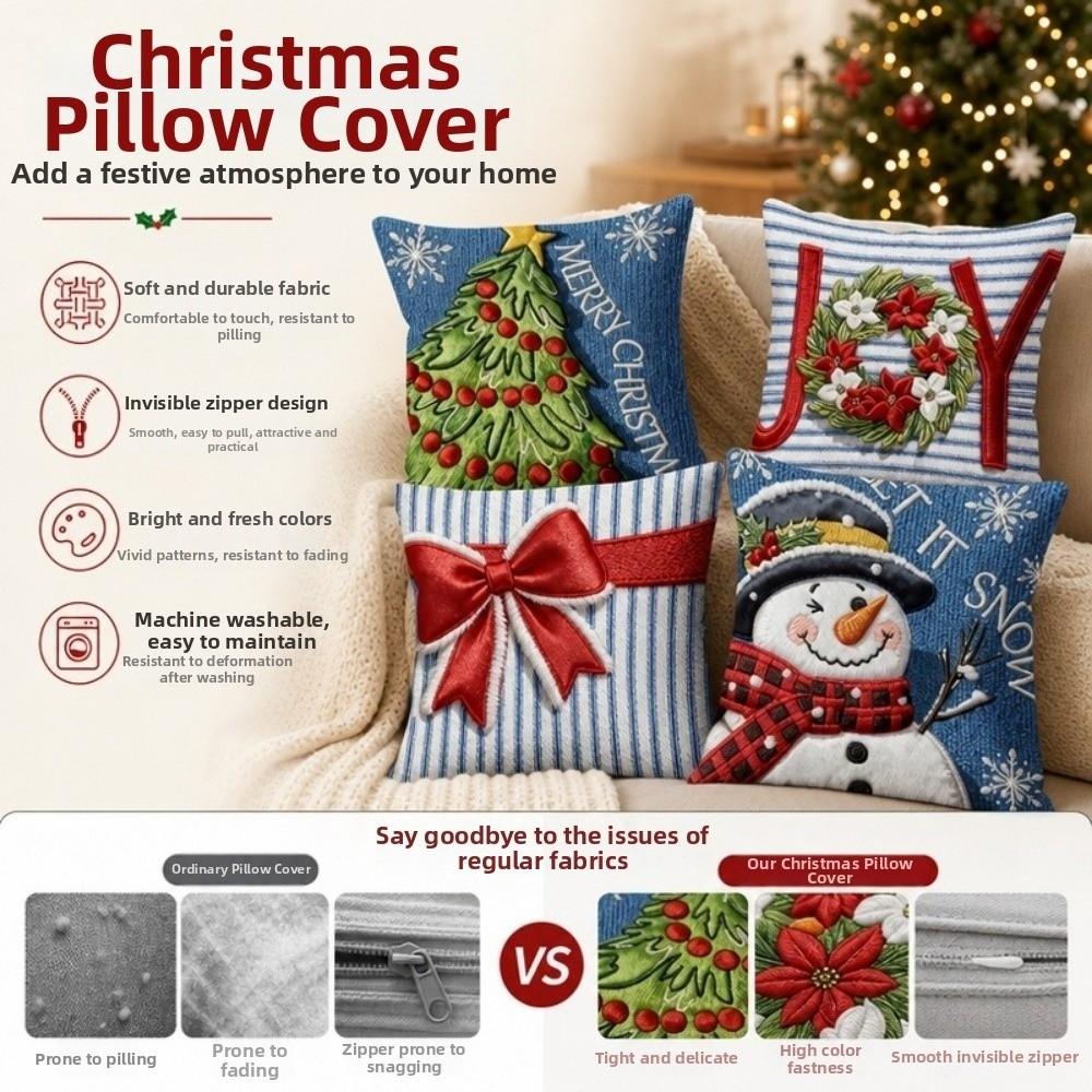Santa Claus Holiday Cushion Cover Cartoon Xmas Pillow Cover Christmas Pillow Covers New Year
