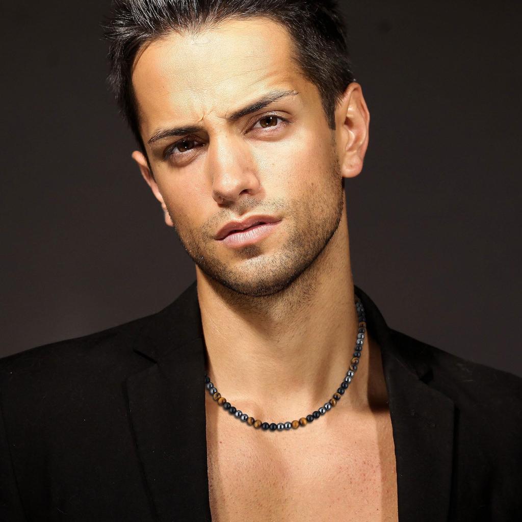 6 мм гематит тигровый глаз обсидиан ожерелье 50 см [GAVU] мужское