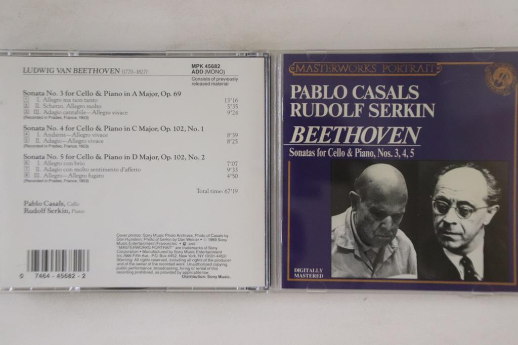 CD PABLO CASALS, RUDOLF SERKIN - Beethoven 3 Cello Sonatas MPK45682 SONY 1989 US Classical Used