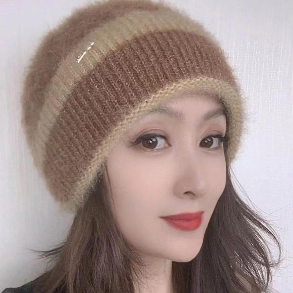 Autumn and Winter Polyester Wrapped Head Cap Knitted Hat Women's Warm Hat Wool Handmade Jacquard Hat