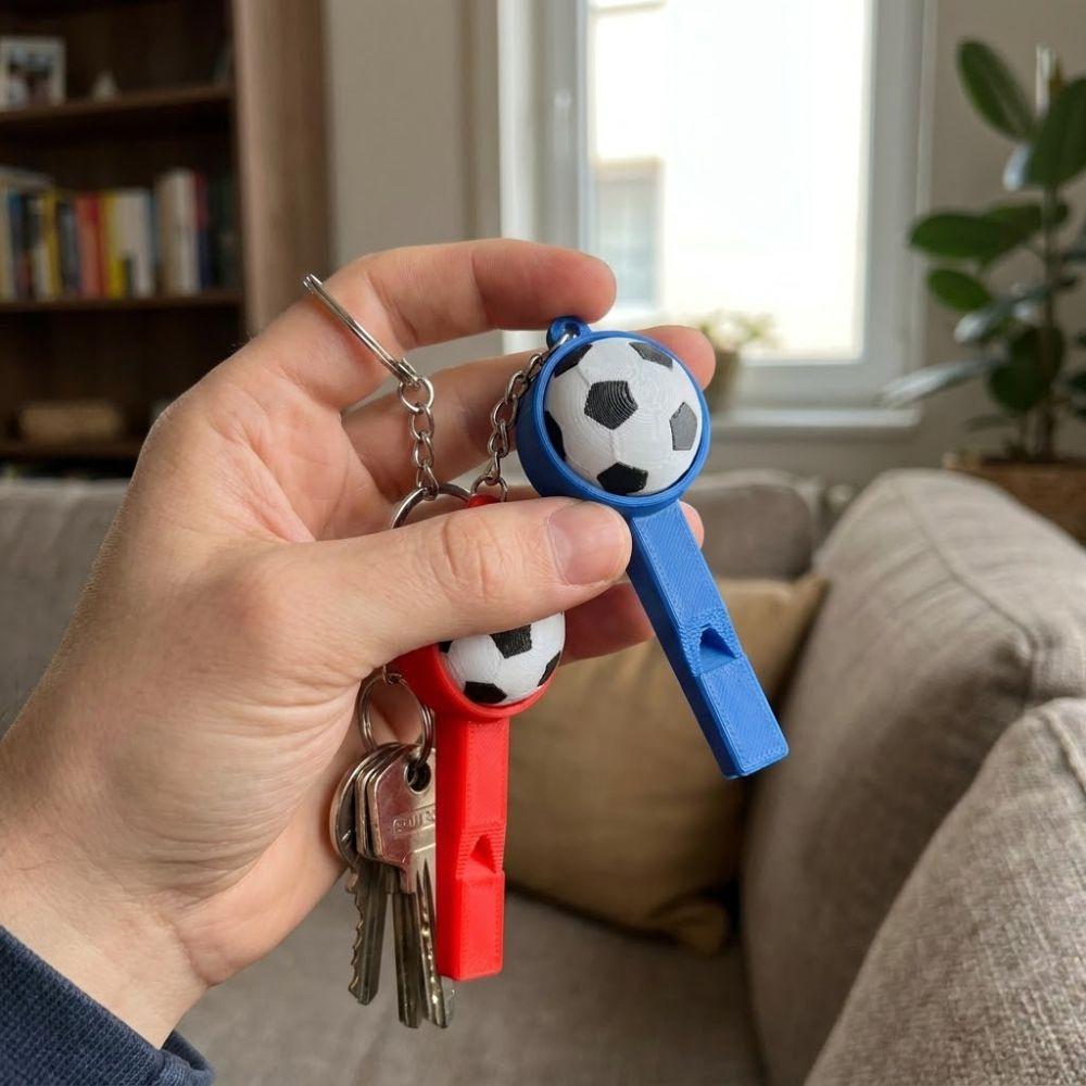 Simulated Sports Ball Clicker Funny Football Whistle Press Keychain Backpack Pendant