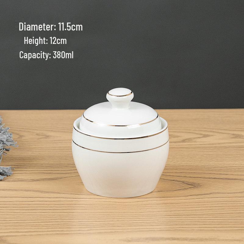 Ceramic Double Boiler Stew Pot with Lid for Soup, Bird's Nest, and Steamed Eggs