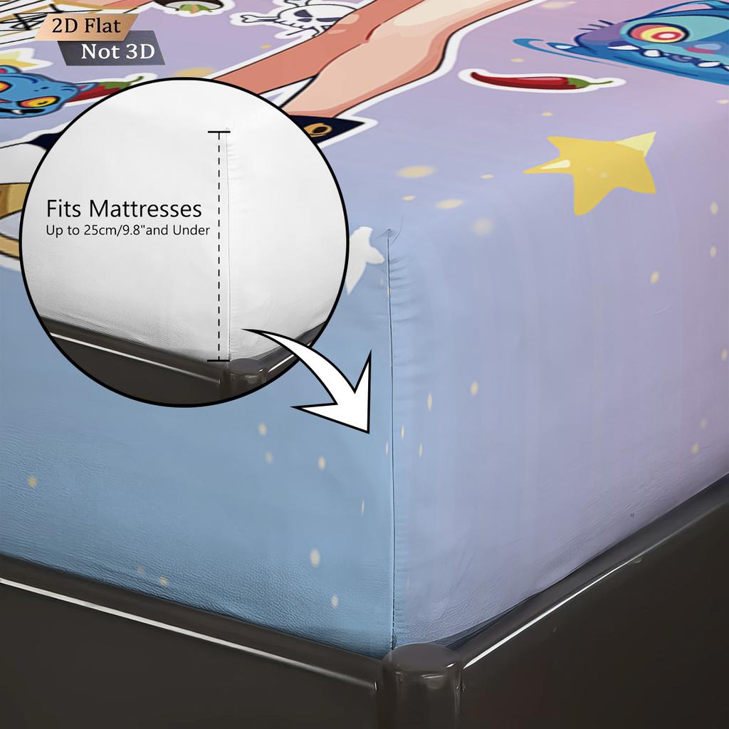 3pcs K-Pop Demon Hunters Print Coreless Fitted Sheet Set Multiple Size Bedrooms Dormitory Bedcover Decoration Machine Washable