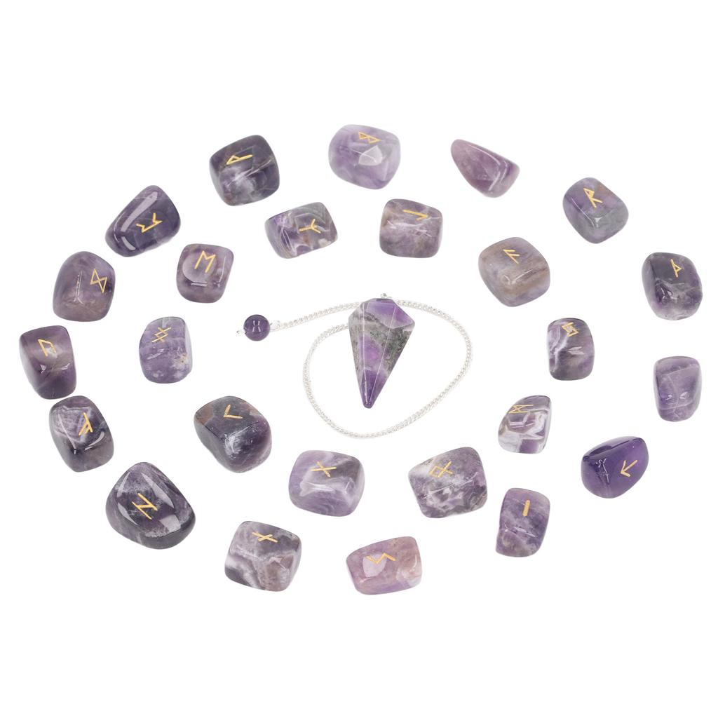 25 шт. рунические камни, целебные, сбалансированные, чакры, спокойный разум, надпись, кристалл с мешком-маятником для