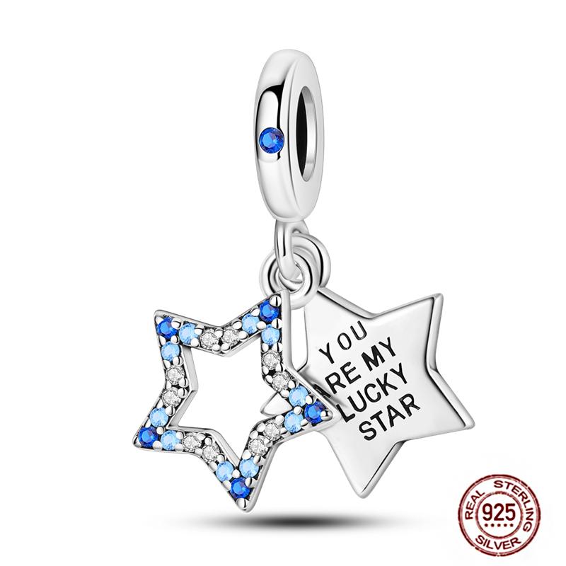 Круглые клипсы-шармы Plata Shining Moon Star Char Медные разделители Застежка-клипса Подходят для оригинального браслета Светящиеся бусины-цепочки безопасности DIY Ювелирные изделия