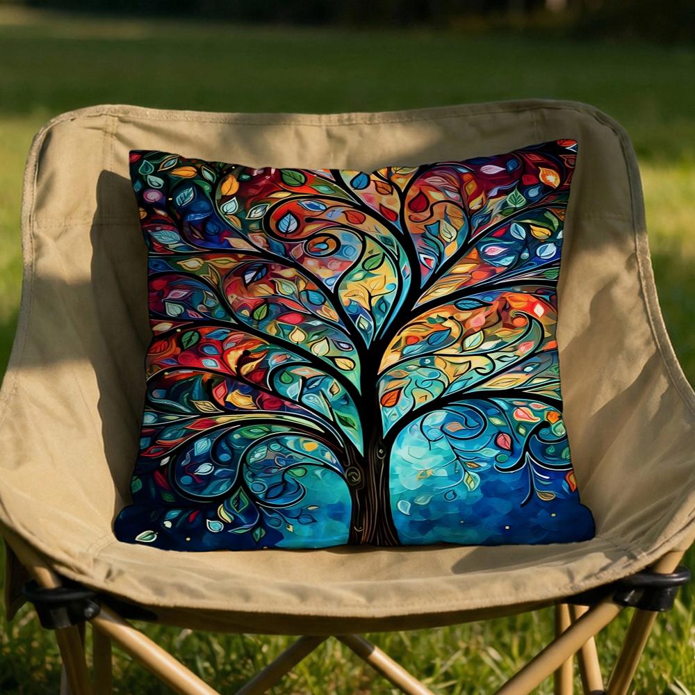 Colored Tree Cushion Cover Soft Reversible Durable Pillow Cover MultiScene Use for Home Car Daily Comfort