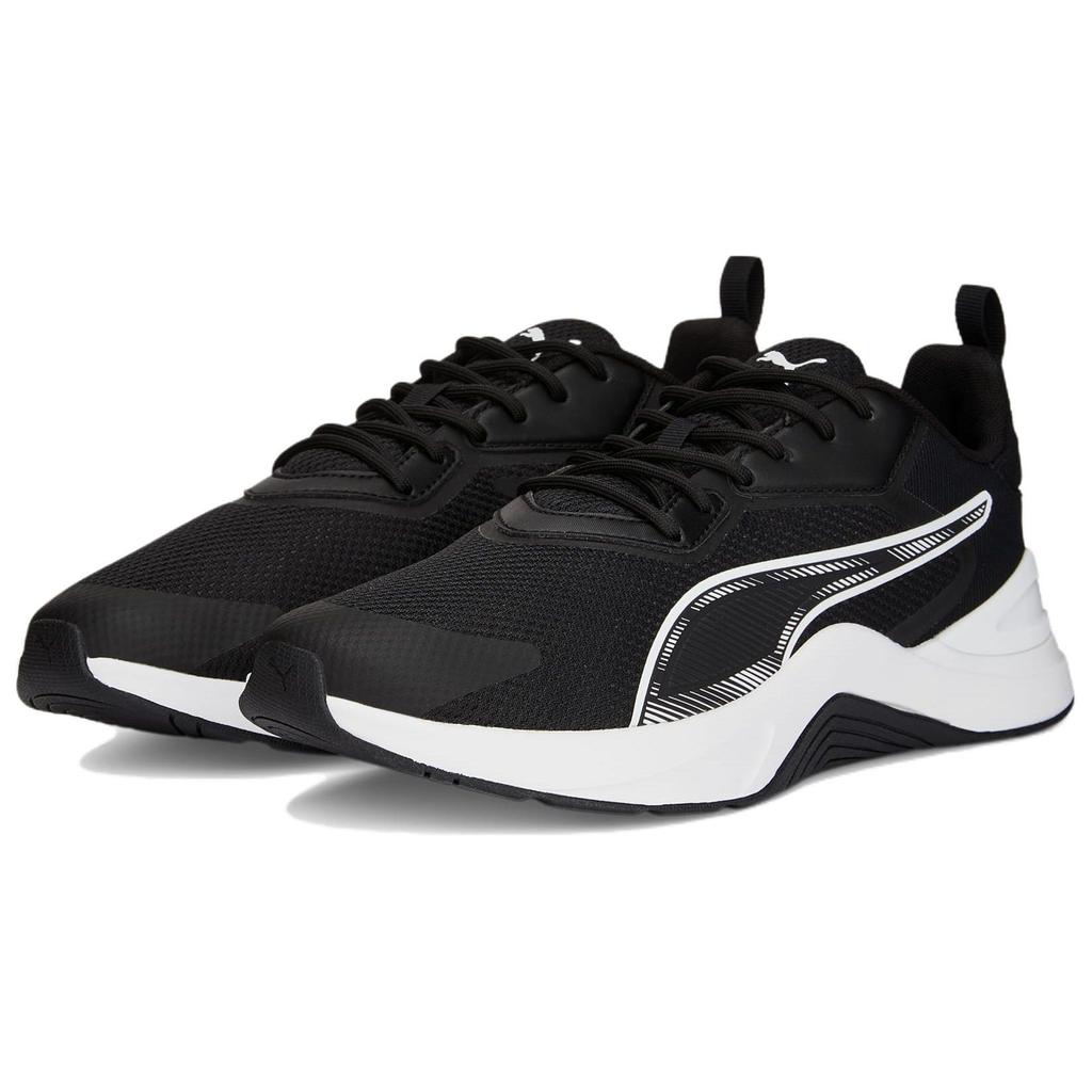Puma Infusion Sport Simple Fabric Shock Absorption Non-Slip Wear-Resistant Low-Top Training Running Shoes Men Sneaker Black White 377893-01