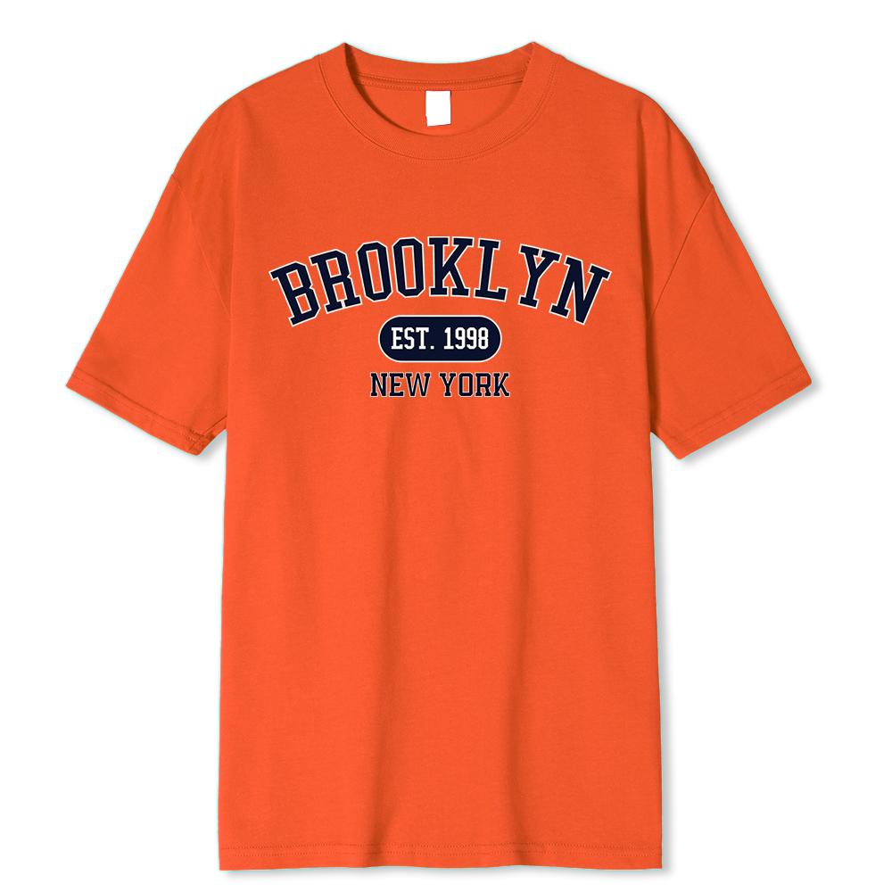 Brooklyn Est.1998 New York Printed Men T-Shirts 100% Cotton Breathable Top Fashion Harajuku Breathable T-Shirt