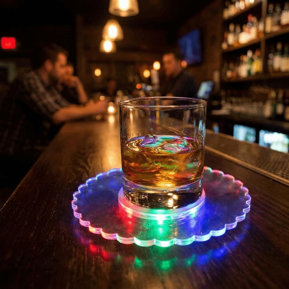 Super Thin Acrylic Luminous Coaster Flashing Drink Coaster Light Emitting LED Cup Coaster Bar
