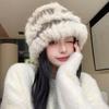 Polyester Fiber Knit Beanie Thick Knit Winter Hat Soft Texture Bucket Hat  Cold Weather