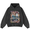 Уличная ретро японская мультяшная графика, черная, свободная, унисекс, толстовка с капюшоном Y2K