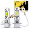 AUXITO H3 LED Fog H3 Genuine Halogen H3 Short LED Adjustable High Noise Set of 2 Lights, White, LED, Size, Bulb, 6500K, Compact, Angle, Brightness,