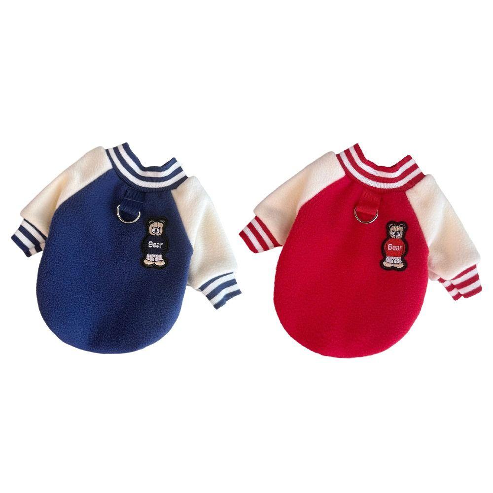 Material Pet Clothing Thick Fabric Windproof Design Dog Clothing Baseball Uniform Style Soft Fleece Puppy Coat Autumn Season