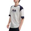 Fila Оригинальная американская футболка с цветными блоками, дышащая, в полоску, с принтом логотипа, приталенная, с коротким рукавом, мужская, топы, облачно-белая F11M439111F-WT