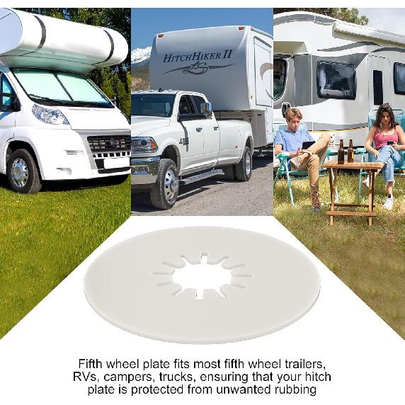 2-Pack 10" Fifth Wheel Hitch Lube Plates - 3/16" Thick Black RV Camper Trailer Grease-Free Discs - Heavy Duty Replacement For 5Th Wheel Safety Kit