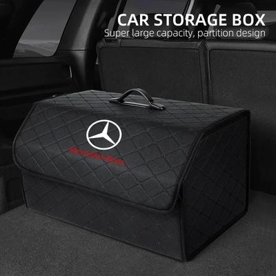 Автомобильный ящик для хранения в багажник из ПУ кожи, Автомобильная коробка для организации вещей для Mercedes Benz C180 C200 C260 C300 W108 W124 W168 CLA GLA c6