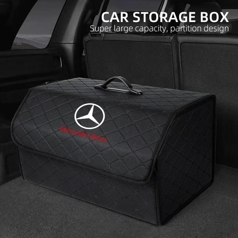PU Leather Car Trunk Storage Box Automobile Stowing Tidying Box For Mercedes Benz C180 C200 C260 C300 W108 W124 W168 CLA GLA