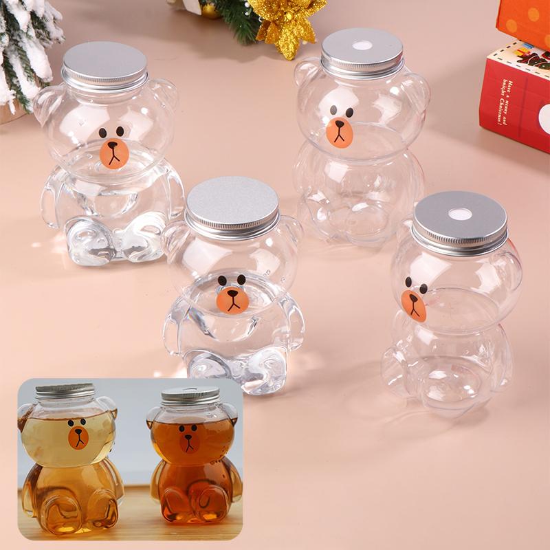 Милый рождественский медведь бутылки для воды прозрачный сок напиток бутылка для молока чай бутылка для кофе сок портативный стаканчик